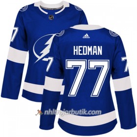 Dame Ishockey Tampa Bay Lightning Tröja Victor Hedman 77 Adidas 2017-2018 Blå Authentic